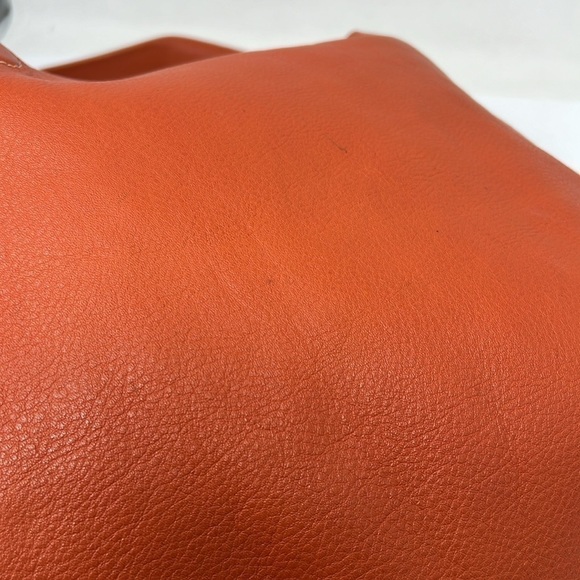 Orange Leather Unstructured Shoulder Hobo Bag - Picture 9 of 12